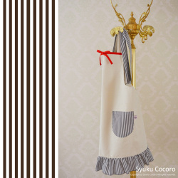 アイボリー＆ブラウンストライプ Ａラインエプロン