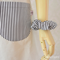 アイボリー＆ブラウンストライプ Ａラインエプロン